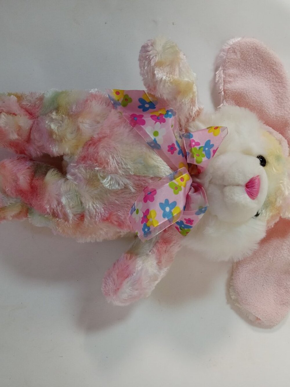 Pink Easter Bunny Rabbit Plush Floppy Carrot Foot Pastel Silky Walmart Tie-Dye - Picture 3 of 12